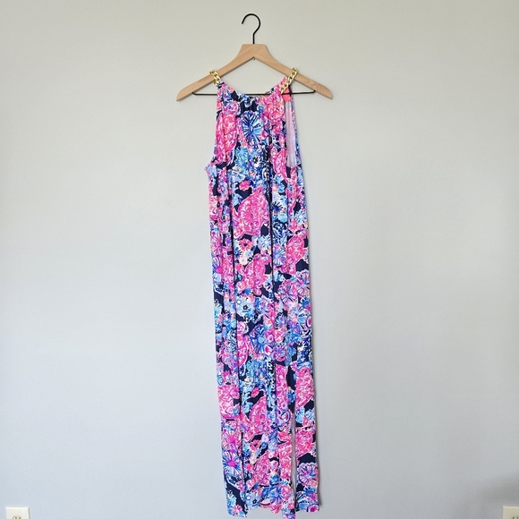 Lilly Pulitzer Bingham Midi Dress Size Large High Tide In Turtle Amazeme - Picture 2 of 6